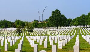 Photo of veterans gravesites at Arlington National Cemetery