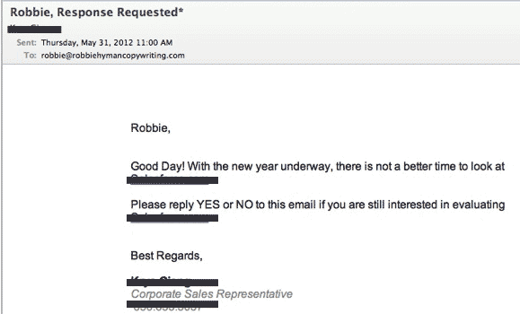 Image of example of poorly written email