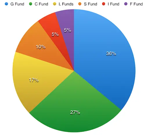 Pie chart showing distribution of TSP investments