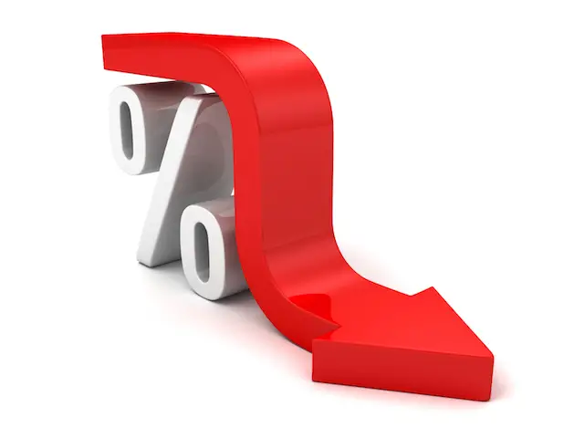 Image of downward facing red arrow depicting negative interest rates