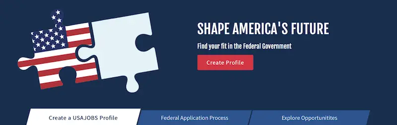 Image of navigation tabs on OPM's USAJobs website