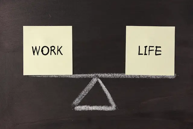 Work and Life balance concept on blackboard