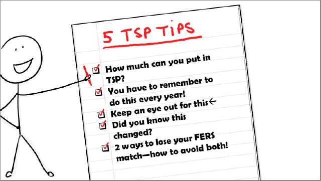 Checklist showing five tips for maximizing investing in the TSP