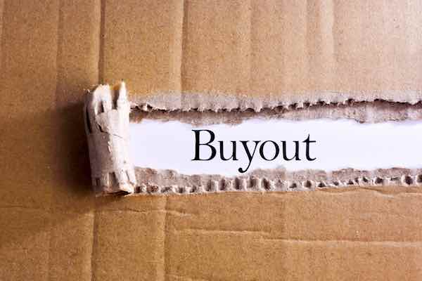 Torn paper box with word 'Buyout'