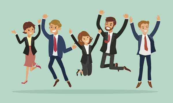 Business people jumping to celebrate success