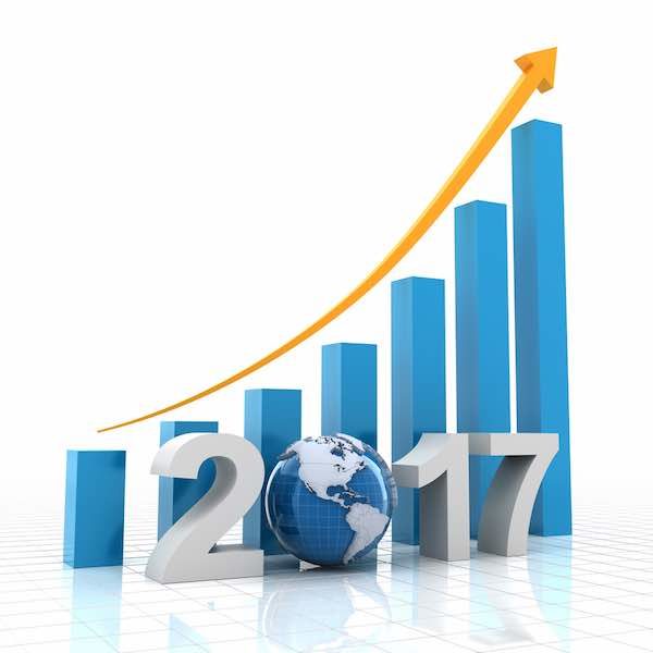 3D bar chart showing growth trend with '2017' in front of it