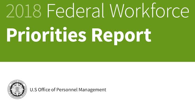 Cover page logo for the 2018 Federal Workforce Priorities Report published by OPM