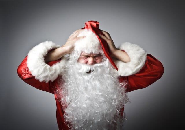 Visibility frustrated Santa Claus