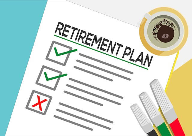 Illustration of a checklist labeled 'retirement plan'