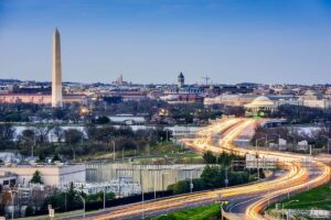 Photo of Washington, DC area with the Washington Monument in the background